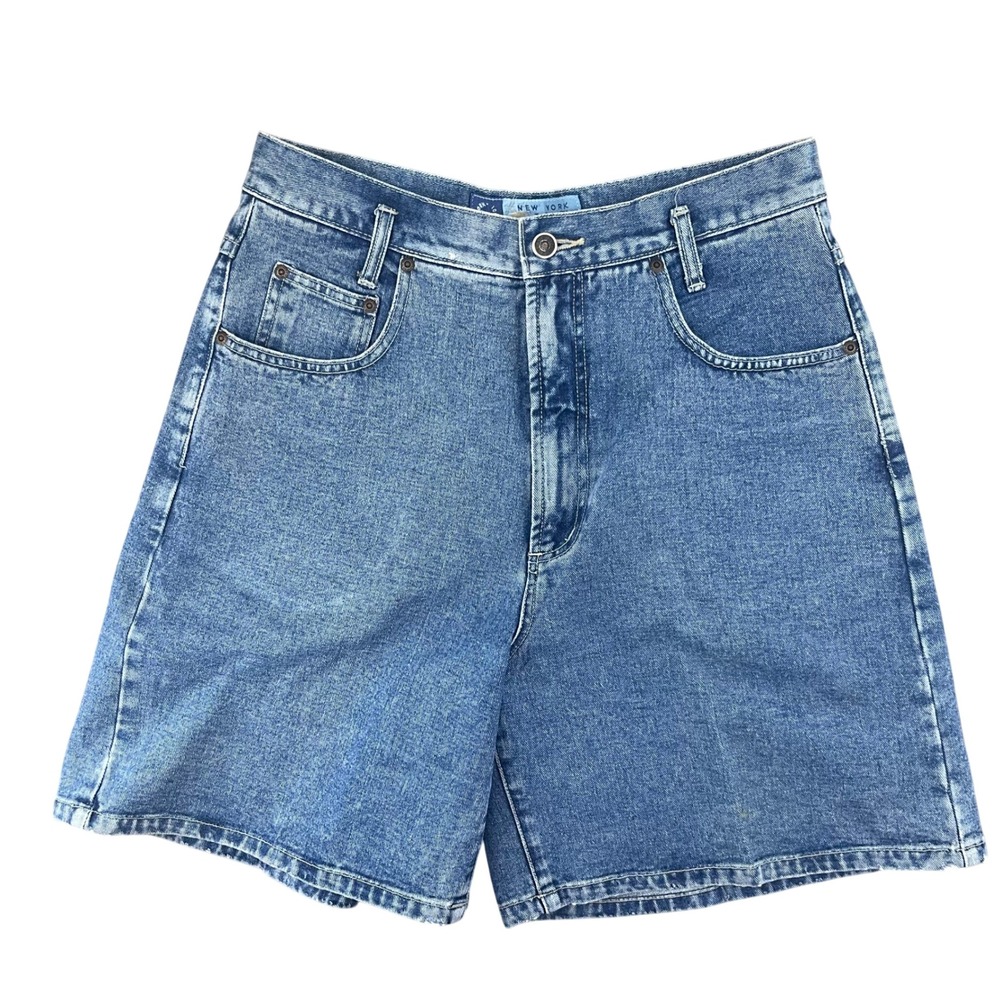 Vintage New York Line Denim Shorts Womens 12 High Waisted 90s Mom Jean Cotton
